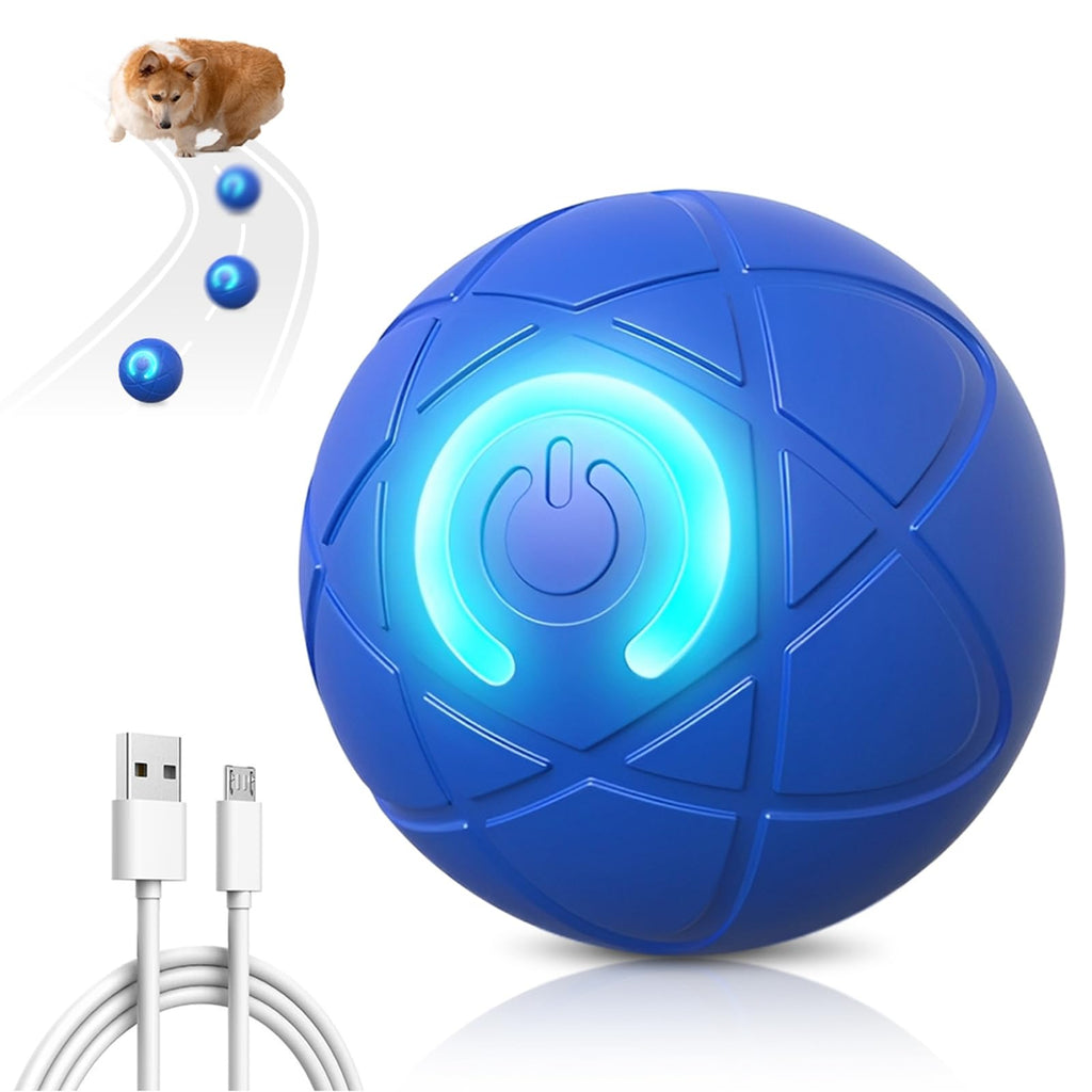 Upgraded Interactive Dog Ball, 2025 New Activated Automatic Rolling Balls for Dogs, Self Moving Vibrating Smart Jumping Bouncing and Rotating Pets Toy to Keep Them Busy (New -Blue)