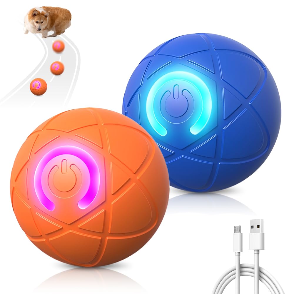Upgraded Interactive Dog Ball, 2025 New Activated Automatic Rolling Balls for Dogs, Self Moving Vibrating Smart Jumping Bouncing and Rotating Pets Toy to Keep Them Busy (New -Blue)
