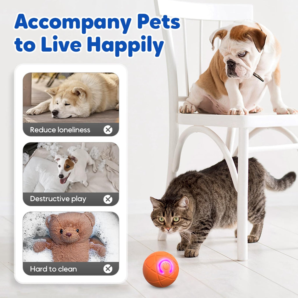 Upgraded Interactive Dog Ball, 2025 New Activated Automatic Rolling Balls for Dogs, Self Moving Vibrating Smart Jumping Bouncing and Rotating Pets Toy to Keep Them Busy (New -Blue)