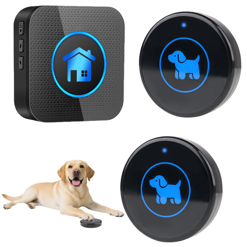 Dog Door Bell, Wireless Dog Doorbells for Potty Training – Dog Bells to Go Outside, 1000Feet Range, Waterproof Button, 55 Melodies & 5 Notification Modes (3 Buttons)