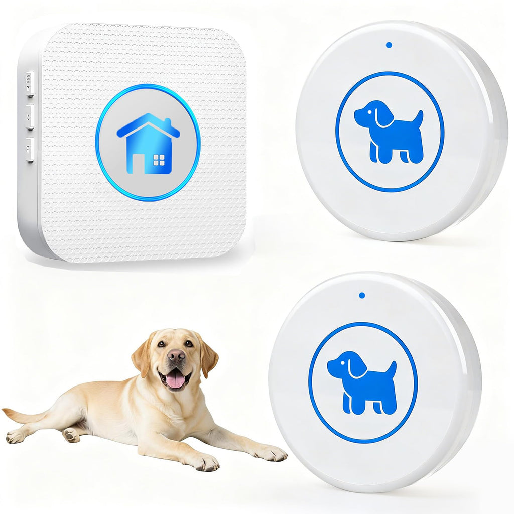 Dog Door Bell, Wireless Dog Doorbells for Potty Training – Dog Bells to Go Outside, 1000Feet Range, Waterproof Button, 55 Melodies & 5 Notification Modes (3 Buttons)
