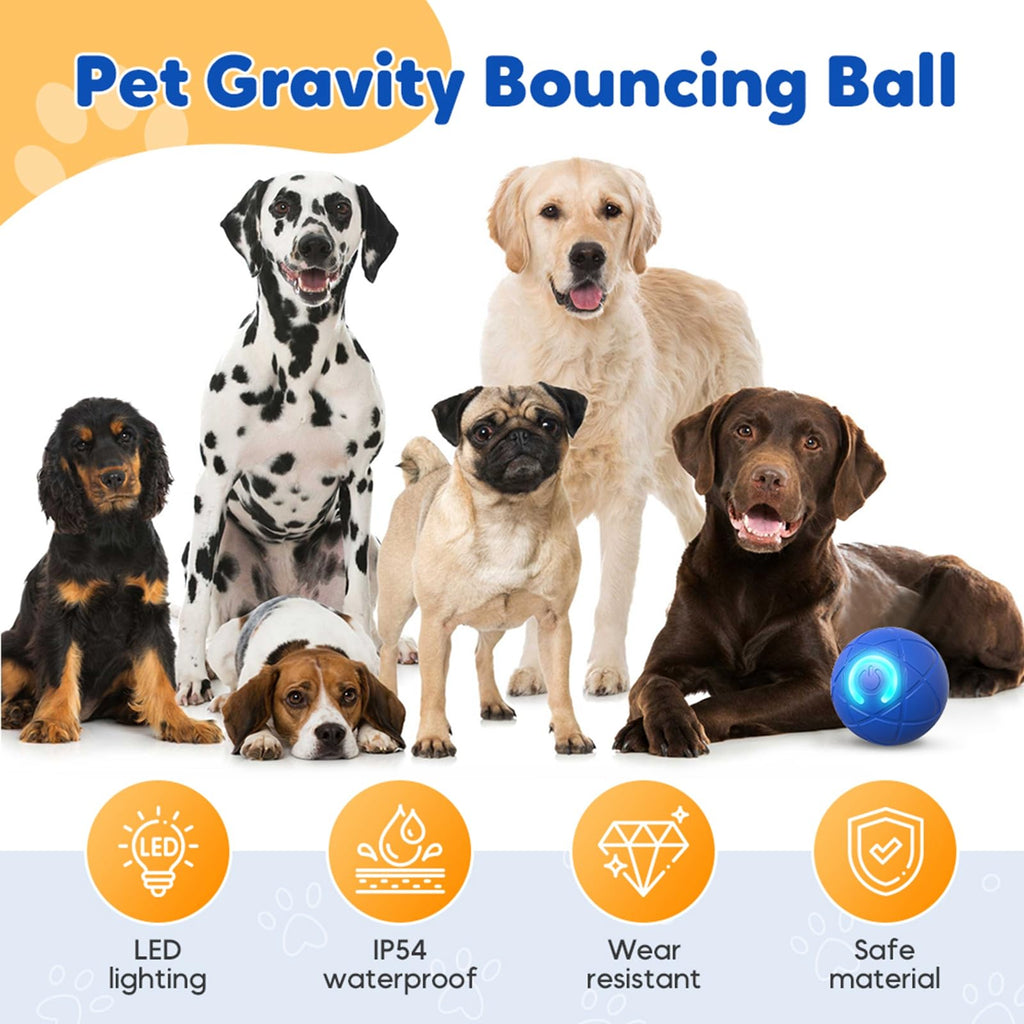 Upgraded Interactive Dog Ball, 2025 New Activated Automatic Rolling Balls for Dogs, Self Moving Vibrating Smart Jumping Bouncing and Rotating Pets Toy to Keep Them Busy (New -Blue)