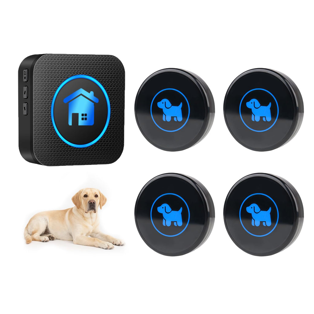 Dog Door Bell, Wireless Dog Doorbells for Potty Training – Dog Bells to Go Outside, 1000Feet Range, Waterproof Button, 55 Melodies & 5 Notification Modes (3 Buttons)