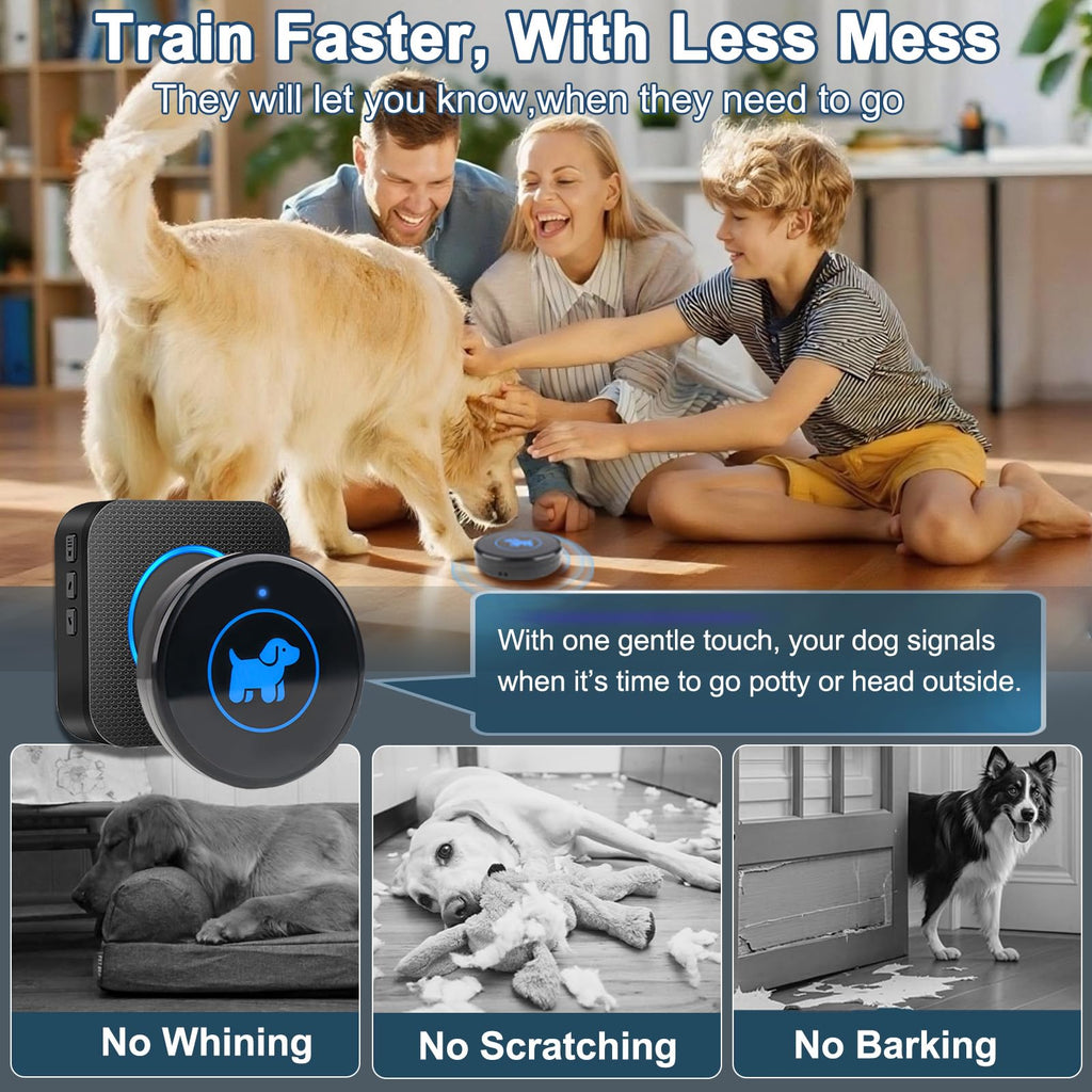 Dog Door Bell, Wireless Dog Doorbells for Potty Training – Dog Bells to Go Outside, 1000Feet Range, Waterproof Button, 55 Melodies & 5 Notification Modes (3 Buttons)